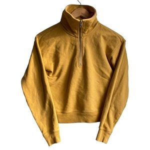 Aritzia The Group by Babaton Quarter Zip Cropped Sweater Mustard Yellow - XXS